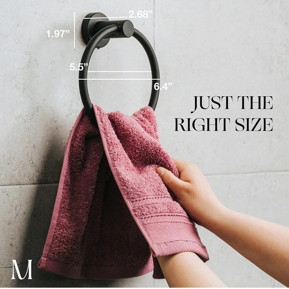 NIB Matte Black Towel Ring - Picture 2 of 6